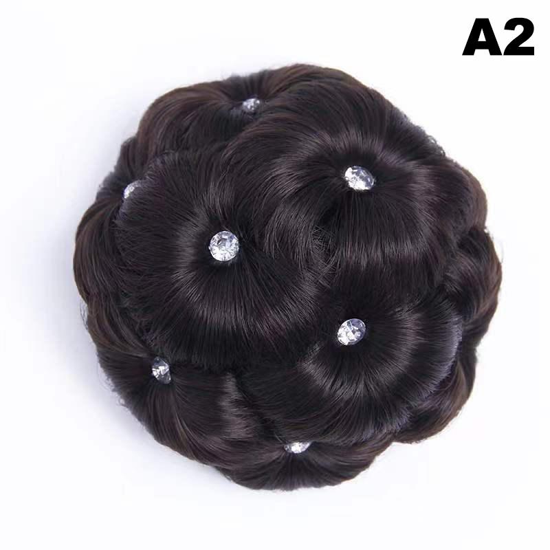 Synthetic Hair Bun Bud Hair Clips With Diamond Colorful Shiny For Women Ponytail Claw Clip Lifelike Hairpiece Styling Tools