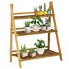 Wooden Folding Flower Pot Stand 3 Tier Garden Planter Display Ladder Gardener Storage Shelves Rack Herb Holder (80L X 37W X 93H Cm)