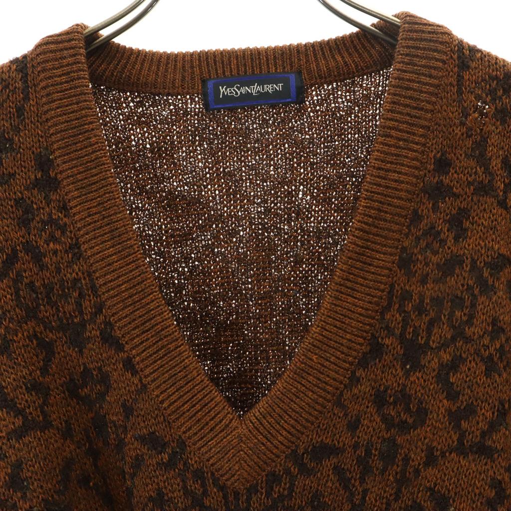 Yves Saint Laurent 90s Old Overall Handle Long Sleeve V Neck Sweater Knit Women Used