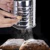 Flour Sifter Semi-automatic Handheld Hand-crank Sieve Stainless Steel Graduated Inclined Mouth Flour Sieve Kitchen Gadget