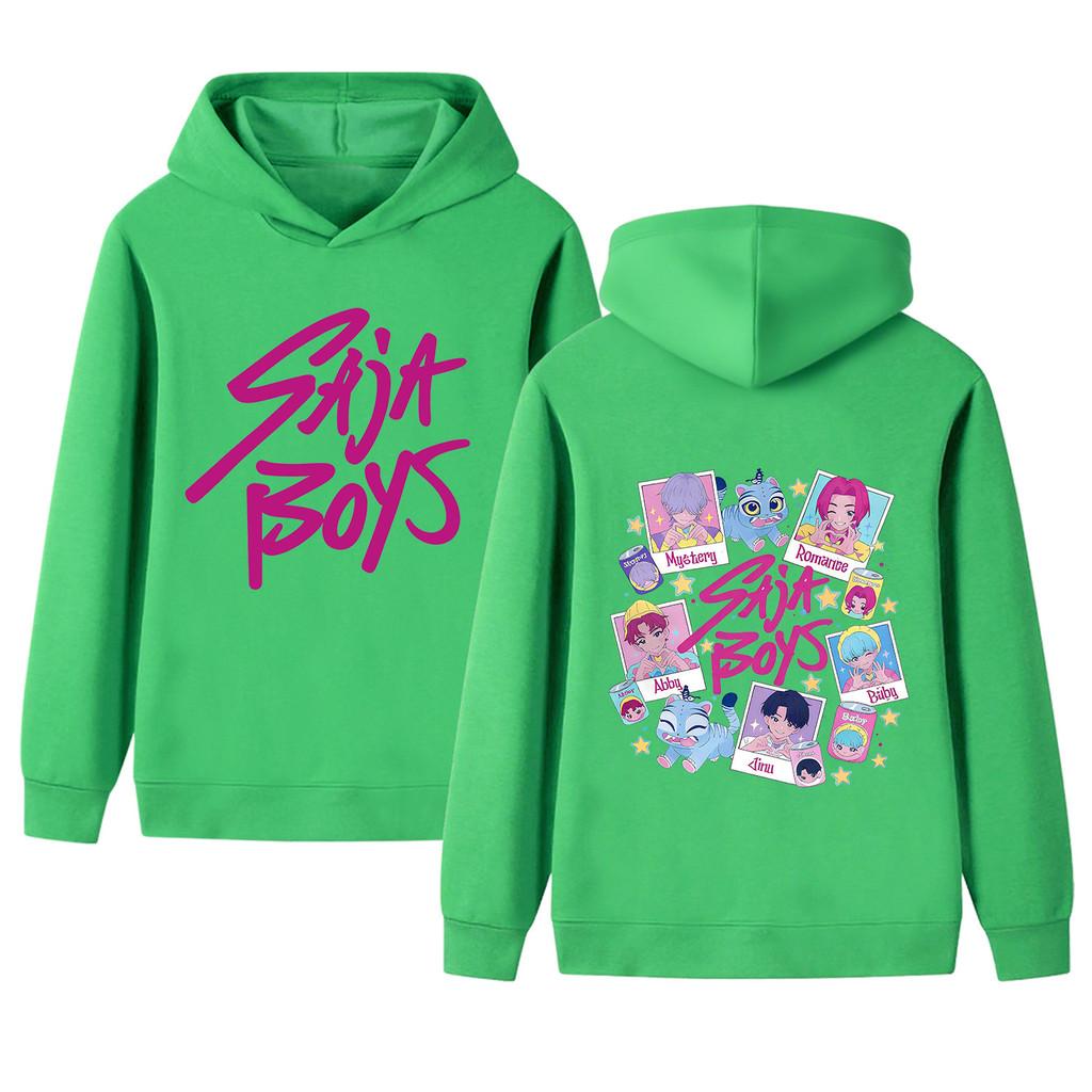 B1206-2 Kids Boys Girls Kpop Rumi Zoey Mira Sajaboys Double-sided Print Long Sleeves Hoodie
