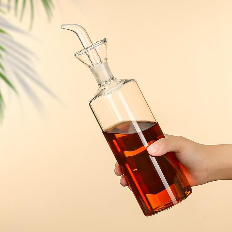 Leak-Proof High Borosilicate Glass Oil Dispenser Airtight Kitchen Bottle Dripless Soy Sauce Vinegar Seasoning Pot for Food