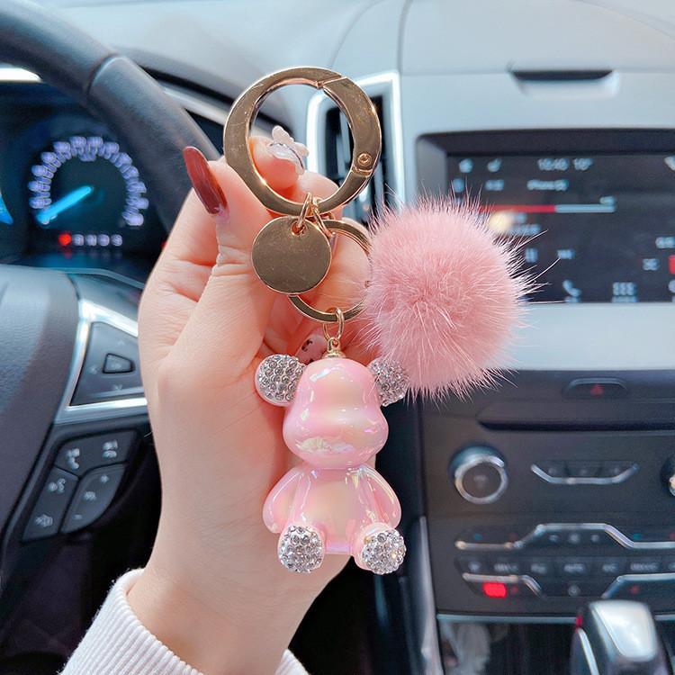 

Прекрасный брелок в виде медвежонка из смолы и меха норки - отличный подарок для детей и студентов розовый