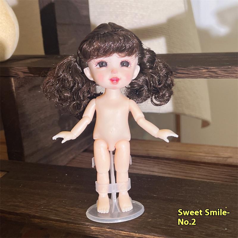 1 Set Cute 1/8 Doll 3D Real Eye 13 Joint Movable Cute 16-17Cm Doll With Different Expressions Girl Toy