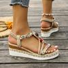 Fashion 2025 Women Wedge Sandals Summer Braided Band Platform Gladiator Sandals Woman Thick Bottom Beach Shoes Women Sandalias De Mujer