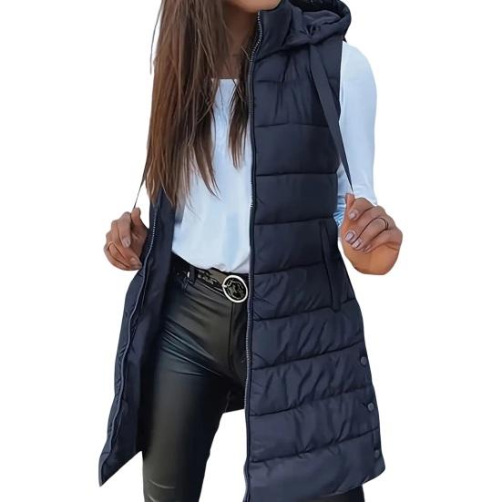 Women'S Puffer Vest Casual Zip Up Quilted Padded Vest Hooded