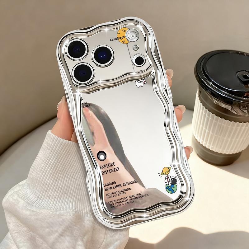 Cute Moon Astronaut Phone Case For iPhone 17 Pro Max Air 16e 16 15 14 13 Pro Max 12 11 Shockproof Luxury Plating Soft TPU Cover