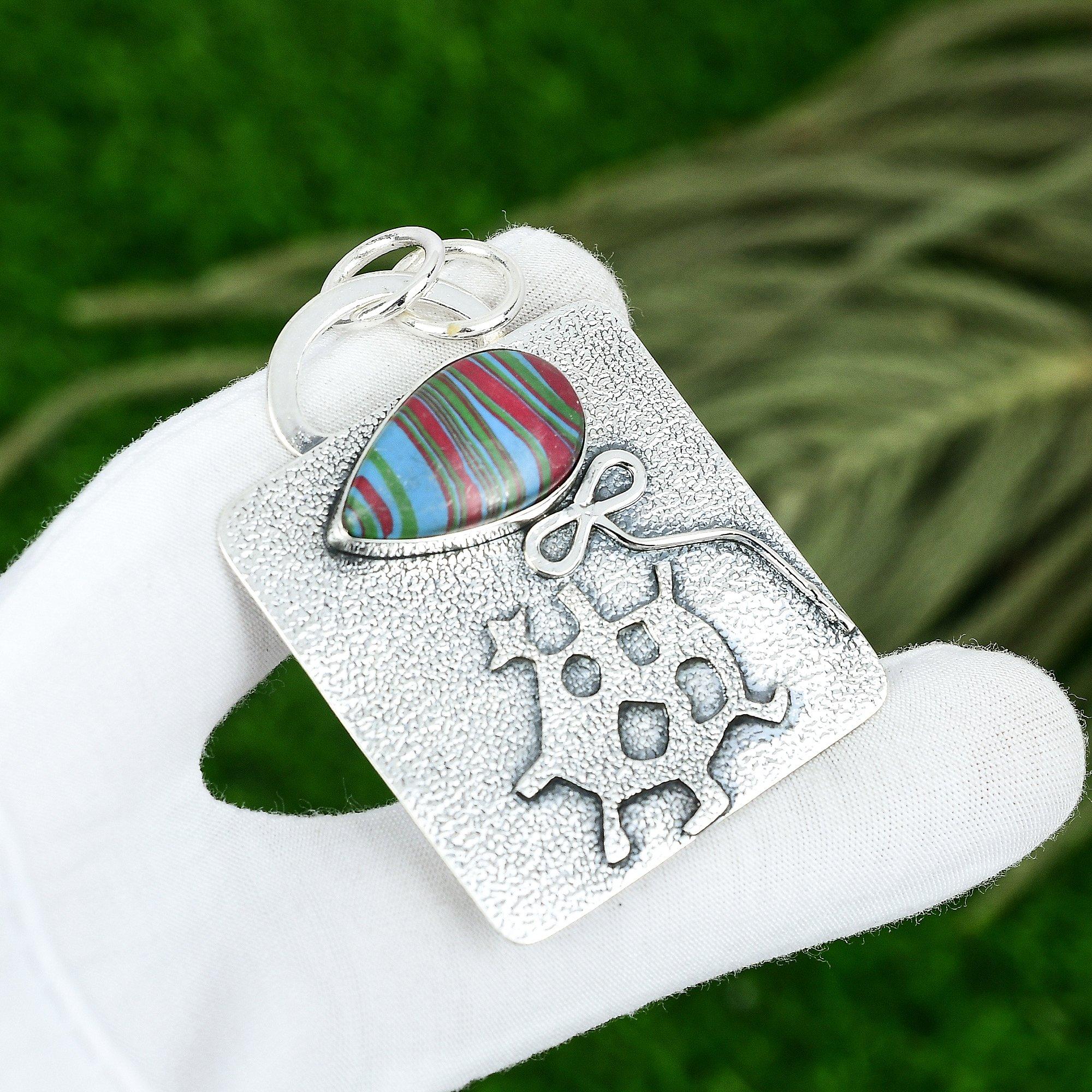 

Распродажа ко Дню дружбы Натуральный Радужный Кальцит Стерлинговое Серебро Бохо Новый Кулон