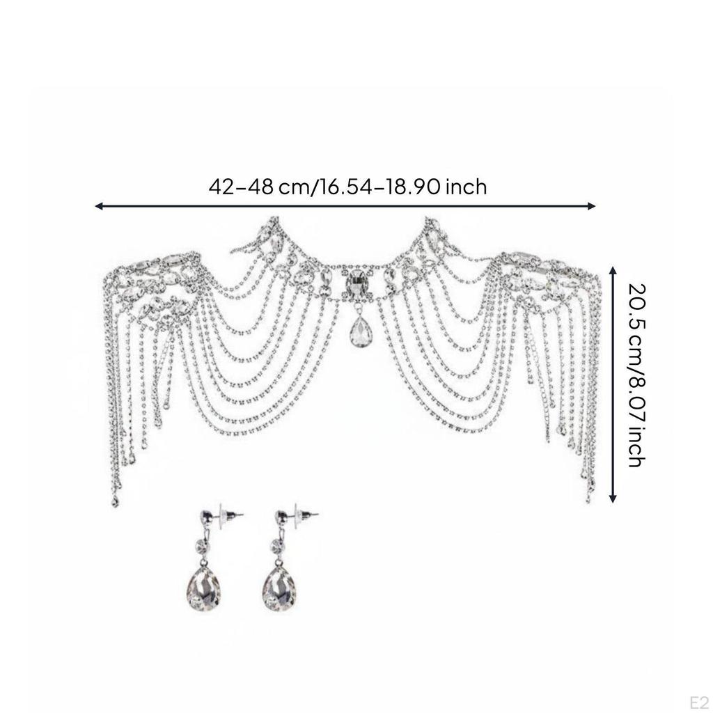 Bridal Shoulder Chain Elegant Rhinestone Dress Accessory for Bride, Women,