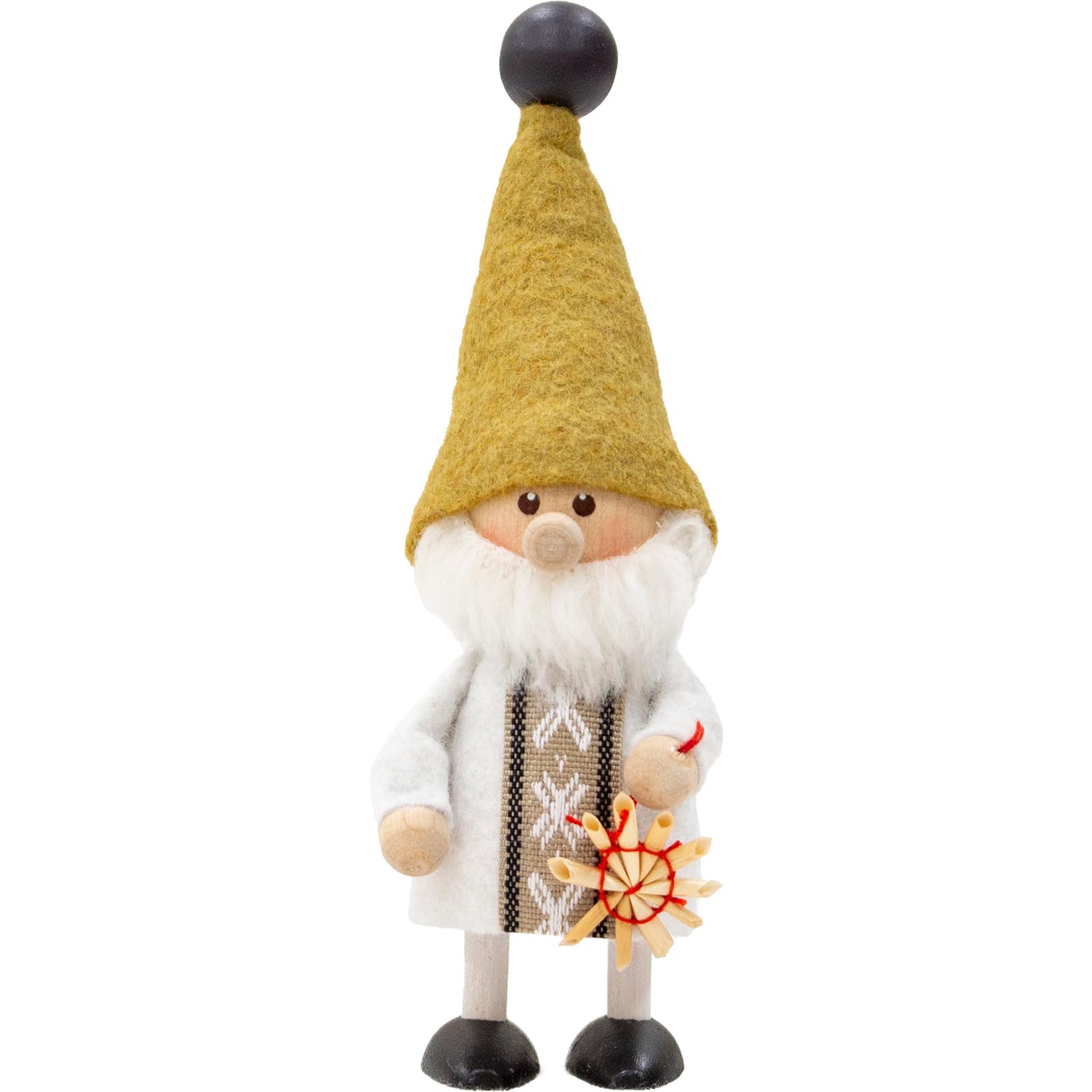 Деревянная кукла Санта NORDIKA nisse, держащая соломенное украшение, от Jule Hygge