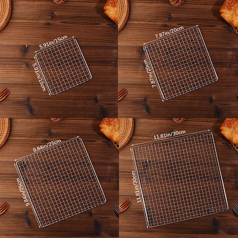 Stainless Steel Camping Grill Rack Grate Mesh Pads Portable Square Grilling Net Fire Cooking Outdoor Traveling Picnic Bbq Pad