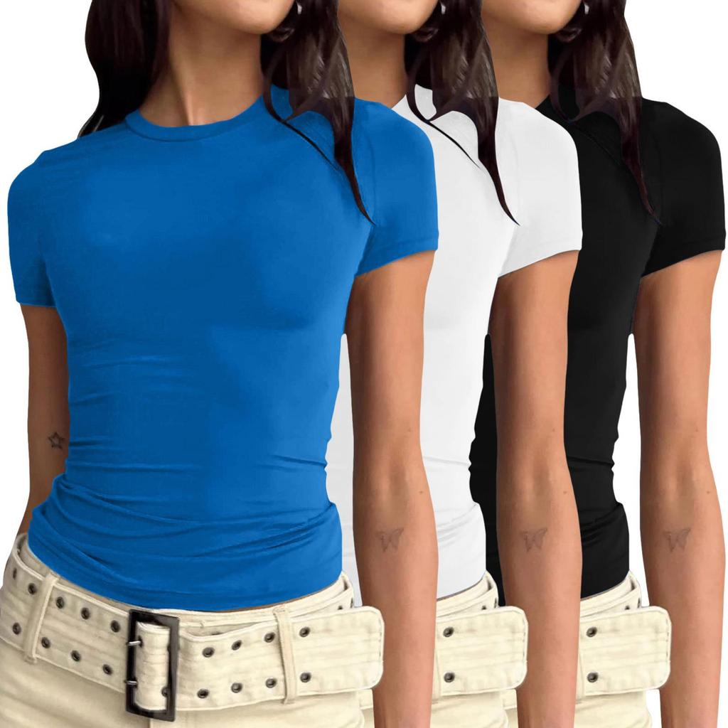 European and American Women's Casual Slim Fit Long Sleeve Pullover T-shirt Streetwear Set
