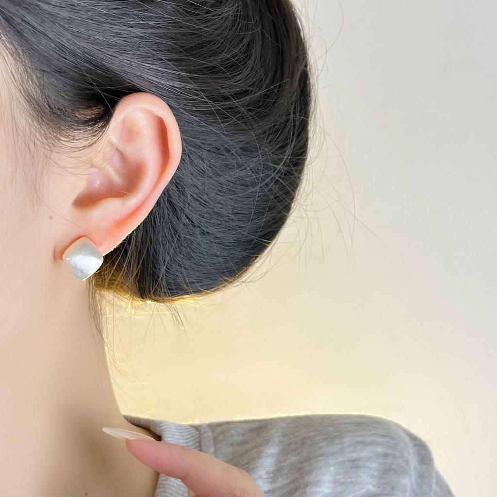 New 925 Silver Hoop Earrings Clip Matte Circle Geometric Punk For Women Girl Gift Jewelry