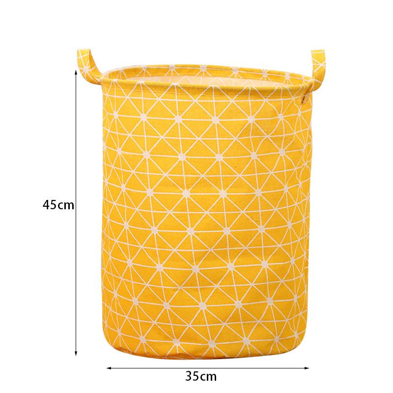 Cotton Linen Dirty Laundry Basket Foldable Round Waterproof Organizer Bucket Clothing Children Toy Large Capacity Storage Home