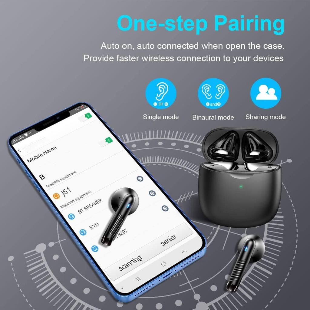 Donerton True Wireless Earphones, Dual Microphone Noise Cancelling with Deep Bass, Bluetooth 5.3 IPX7, Up to 30 Hours Playback