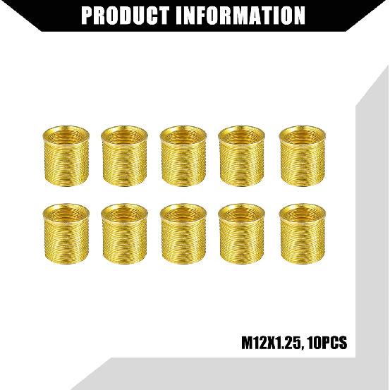Outer Universal Spark Plug Thread Repair Tools Set with M12x1.25 Inner Thread Inser and M14x1.25 Tap/Engine Repair Tools/Durable/Gold Tone