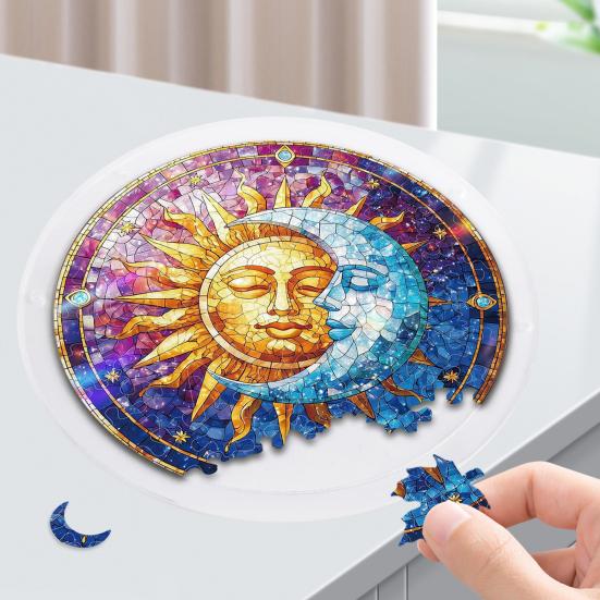 Sun Catcher Puzzle Acrylic Suncatcher Durable Clear Acrylic Colorful Patterns Window Decoration for Doors Garden