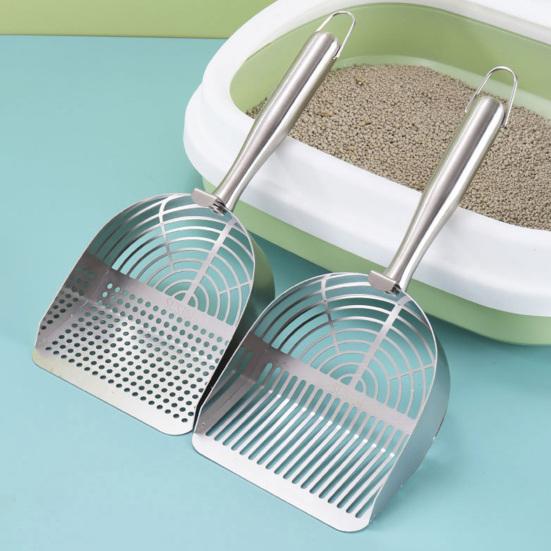 Cat Litter Shovel Ergonomic Grip Long Handle Sifting Spoon for Kitty Waste Portable Kitten Scooper Pet Cleaning Tool