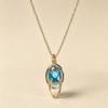 Elegante Blaue Zirkon Goldfarbene Anhänger Halskette für Damen Party