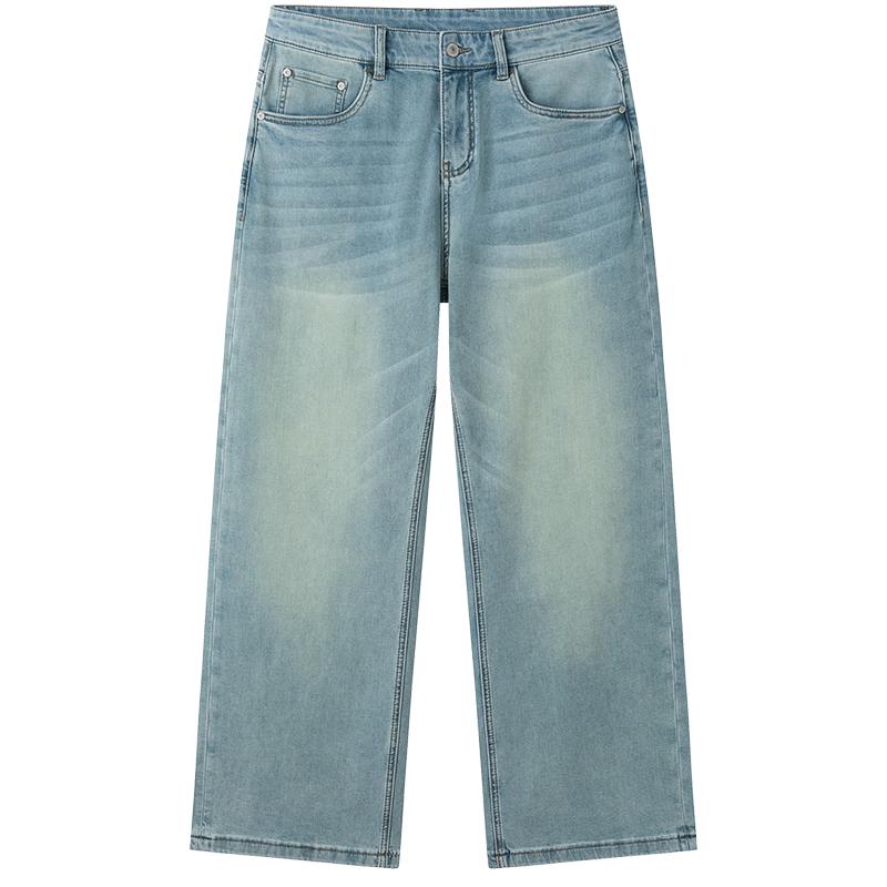 NVG·YOUNG Men's Wide Straight Loose Denim Jeans
