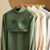 Women's Autumn Winter Clothes Long Sleeve T-Shirts Turtleneck Pullovers Undershirts Underwear Tops Blouse For Women Built-in Bra