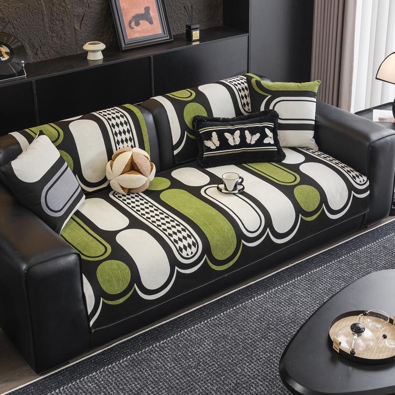 Special-Shaped Sofa Cushion, Universal Sofa Cover For All Seasons, Light Luxury, High-End Fixed Non-Slip Straight-Row Leather Sofa Seat Cushion
