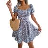 GMXIA Summer/Spring Women's Fashion slim-fit square neck short-sleeved dress