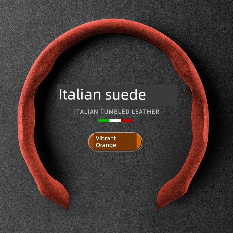 Steering Wheel Cover, Suede Leather, Breathable, Sweat-Absorbent, Non-Slip, Wear-Resistant, High-End Universal Handle Cover, Suitable for All Seasons