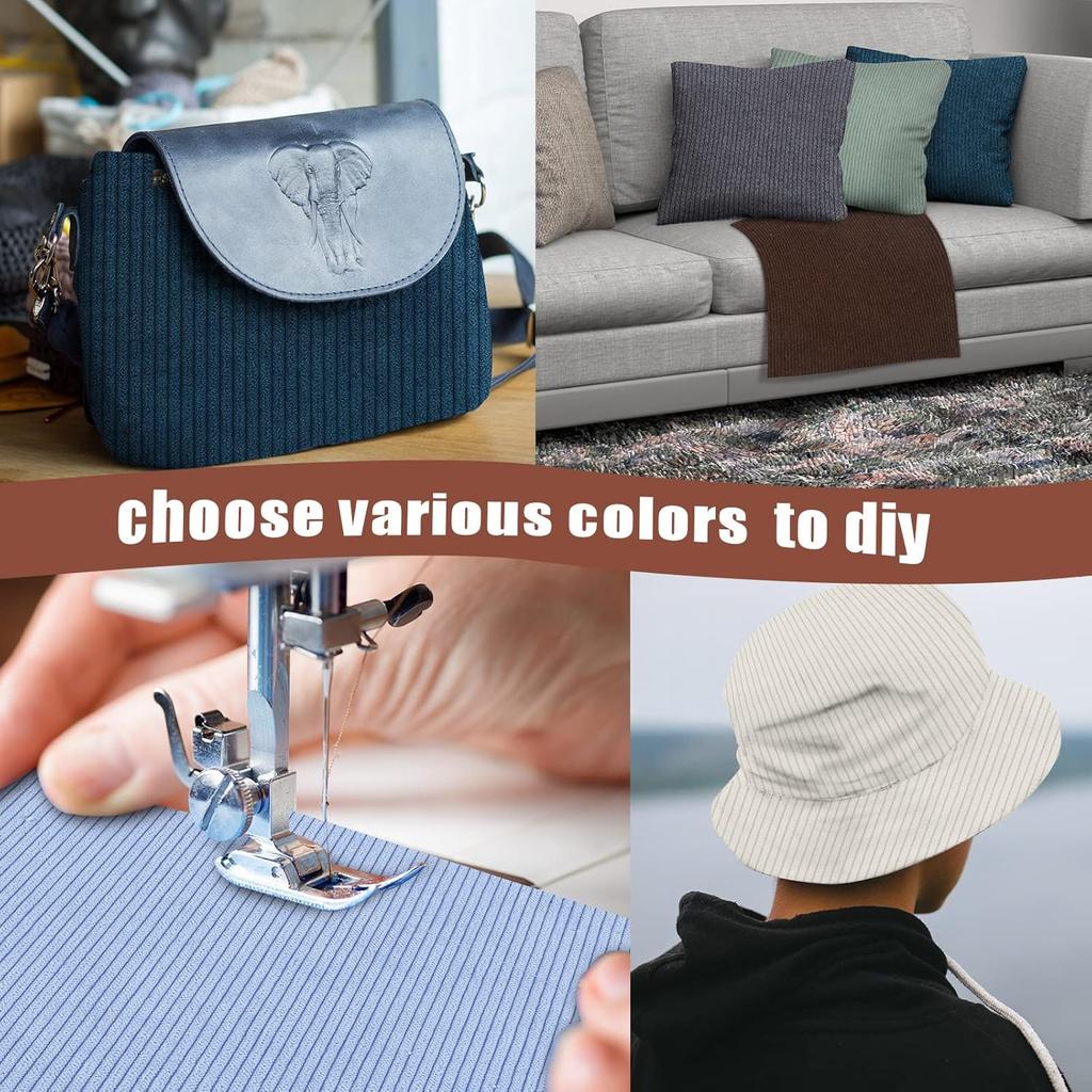 16 Pieces Wale Corduroy Fabric Solid Plain Thick DIY Sewing Crafts Materials Stretch Corduroy Fabric for Coat Shirt Dress Pants Costume Sofa DIY