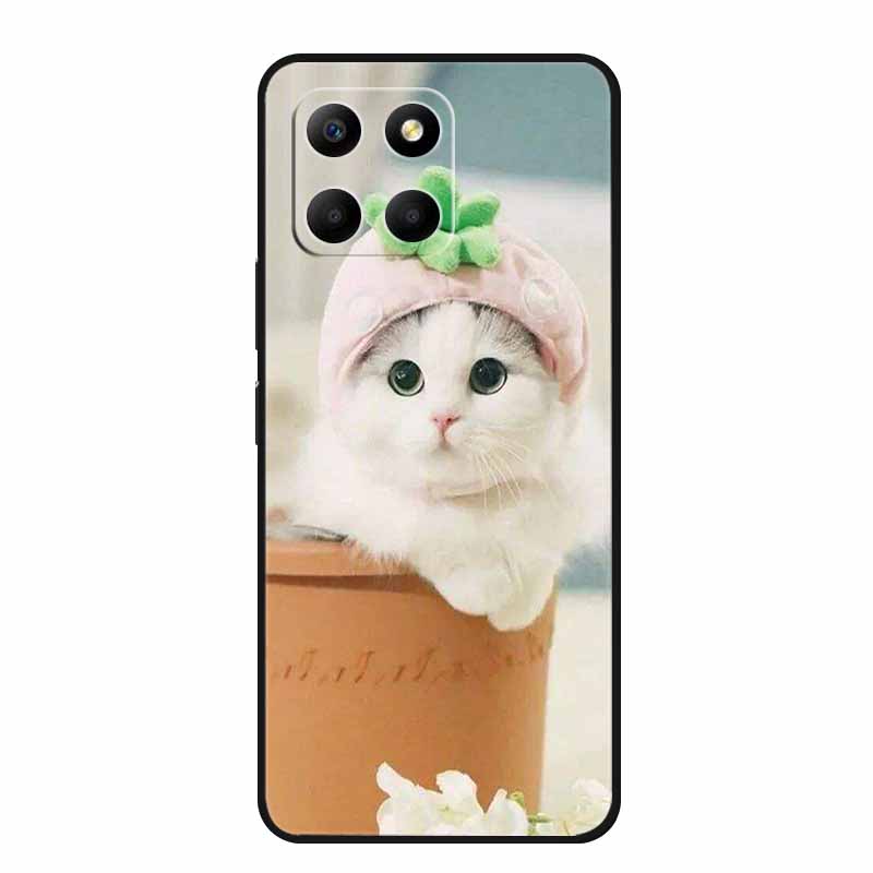 Etui For Honor X6a Zwierzęta TPU Silikon Miękki Tylny Pokrowiec na Telefon dla Huawei Honor X6a HonorX6A 2023 Ochronny Wilk Czarny Fajny Capa