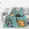 Cute Funny Cat Pattern Blankets Soft Warm Flannel Throw Blanket Plush for Bed Living Room Picnic Travel Home Couch