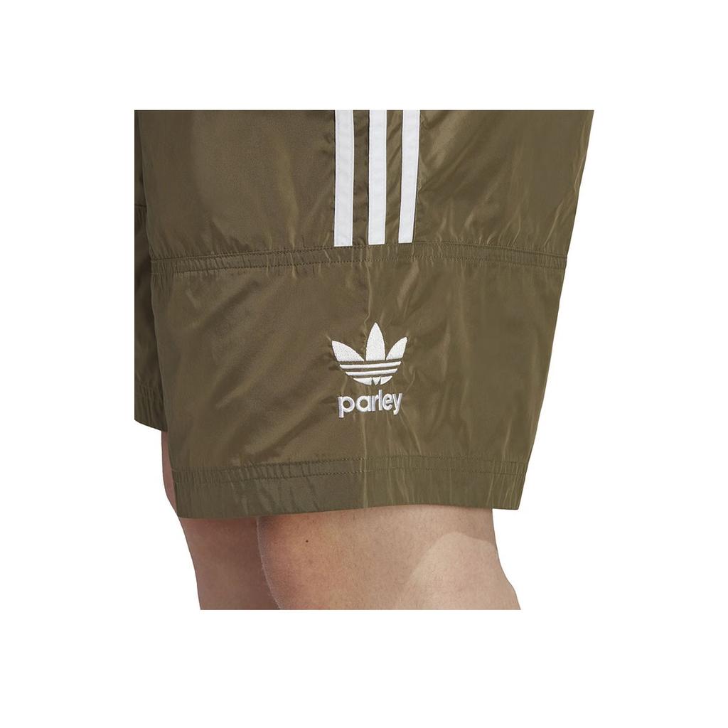 Adidas Originals Logo Embroidered Striped Sports Shorts Men Bottoms Olive-Green HS2090