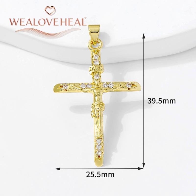 18K Gold Plated Brass Metal Cubic Zirconia Sun / Cross / Horseshoe / Chili Pepper / Wings Pendants Charms For Jewelry Making