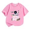 Kids Boys Girls Casual Astro Graphic T Shirt 100% Cotton Short Sleeve Crew Neck Tee Tops Cute Space Robot Pattern Summer Daily Wear for Children
