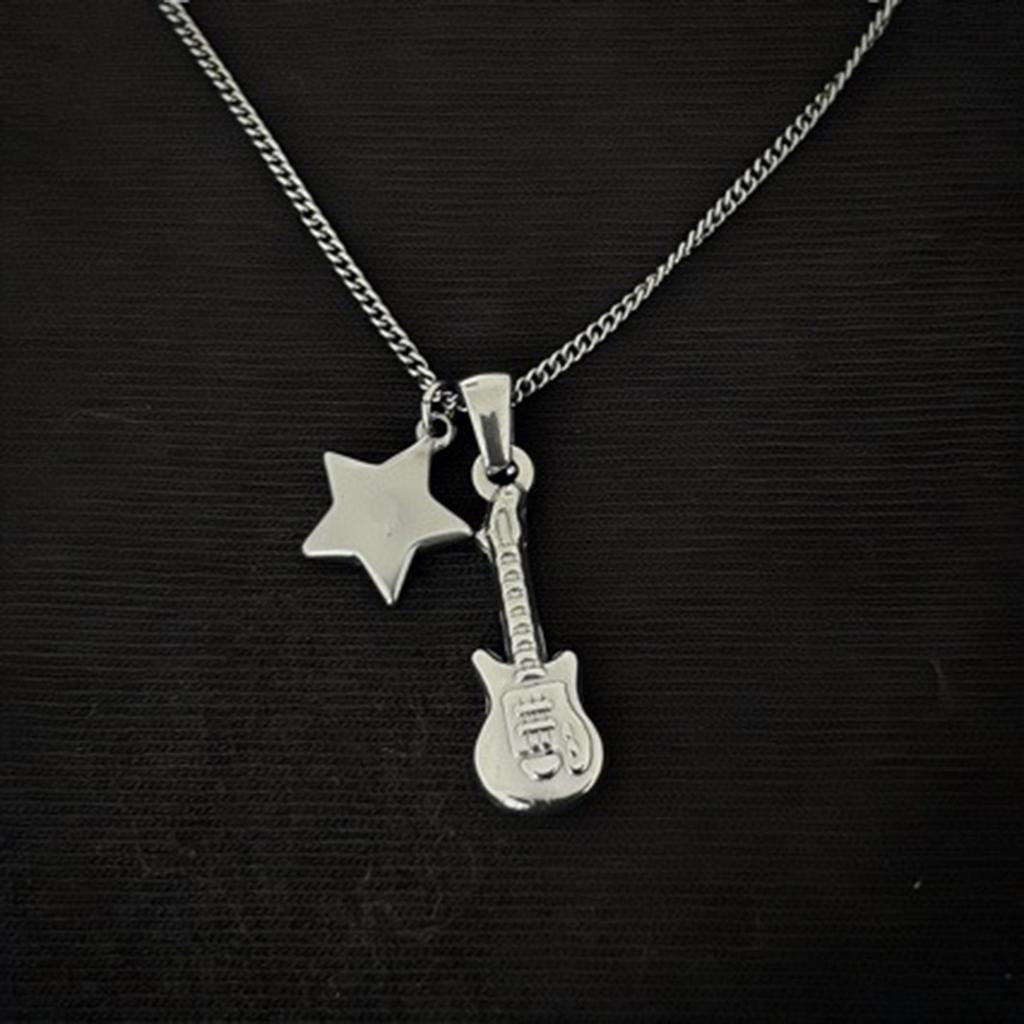 Wisiorek Gwiazda Gitary Łańcuszek Obojczykowy Muzyka Inspiruje Naszyjnik Kobiety Metalowy Naszyjnik Regulowana Długość Łańcuszek Obojczykowy