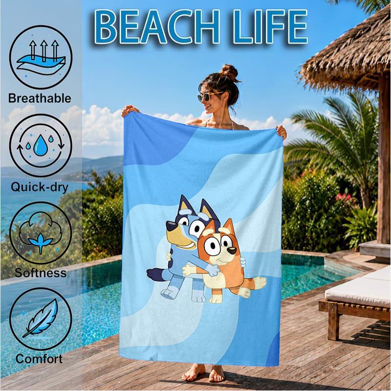 Bluey Friends Adventure Beach Towel, Quick-drying, Easy to Care for, Suitable for Both Fitness and Beach Vacations,Sports Essential