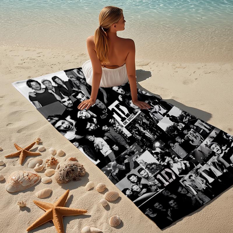 proof beach towel with a One Direction2 pattern - soft,absorbent,quick-drying,machine washable - perfect for swimming,camping,bathing