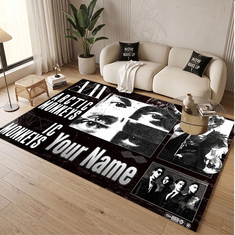 Custom Name Crystal Velvet Rug,Arctic Monkeys Comfortable Anti Slip Floor Mat For Room Decoration