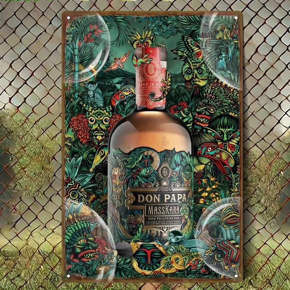 

Vintage Metal Poster Don Papa Masala Wine Sign Tropical Jungle Wall Art Decor for Living Room