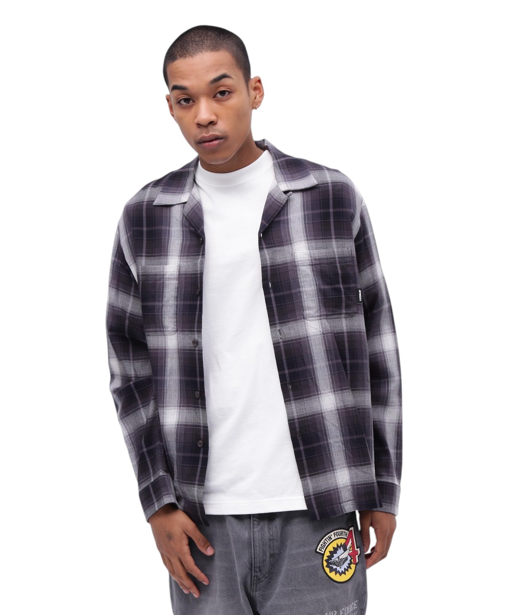 

Avirex OMBRE CHECK SHIRT NYC Long Sleeve Ombre Check New York Size Shirt, City, Men s, 2XL, 010, Black, 783-5120007