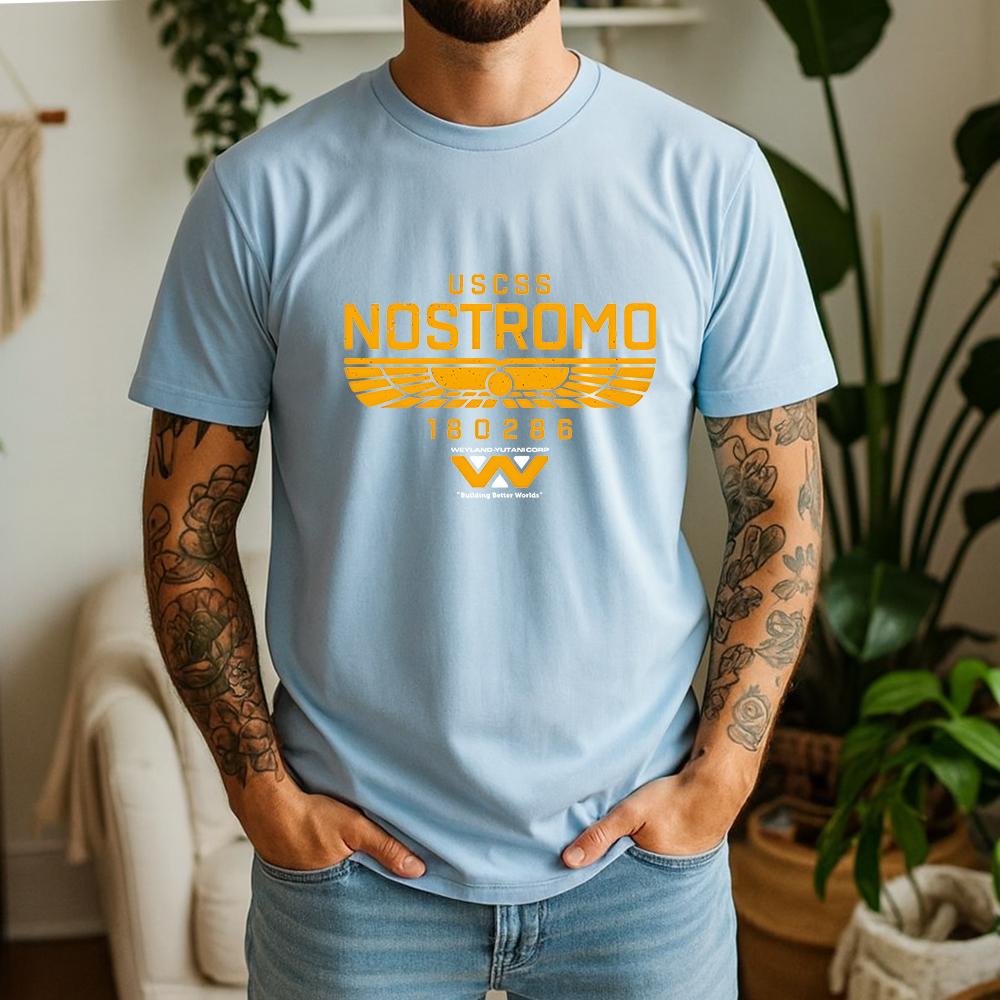 cotton t-shirt 2026 Summer 100% Cotton USCSS Nostromo Graphic Oversized Tee Nostromo Alien Sci-Fi Retro Themed Short Sleeve