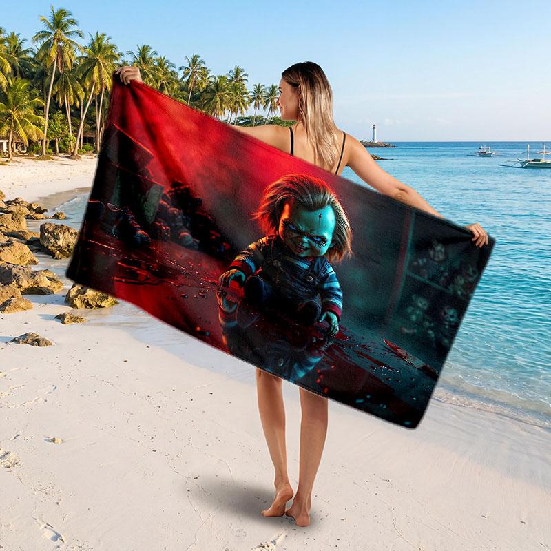 Large Beach TowelChild's Play Chucky Tiffany Soft Absorbent Towel Beach Bath Home Use