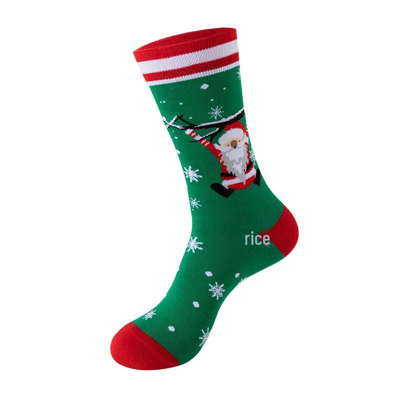 Trendy Christmas Mid-Calf Socks - Santa & Reindeer Festive Gifts for Autumn & Winter