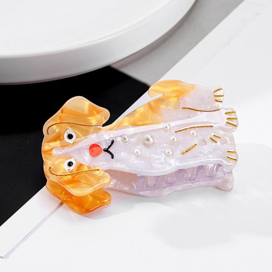 Hair Clip Carton Dog Shape Acetic Acid Back Head Hair Claw Anti-slip Teeth Lightweight Colorfast Large Shark Hair Claw Hair Accessories