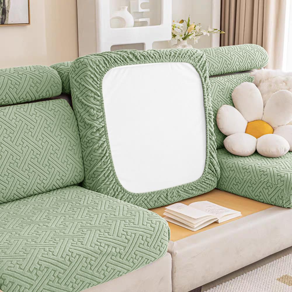 

Жаккардовые чехлы на сиденья для дивана, гостиной, однотонные, эластичные чехлы на диван, легко надеваются, чехлы для кушетки, моющиеся, съемные, для дома Headrest(S)-1PC зелёный