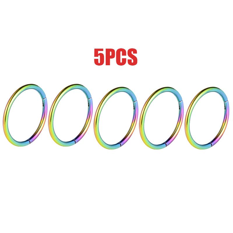 

10 шт. титановых колец для носа, пирсинг септума, кликер, кольца для носа, пирсинг, шарнирные сегментные кольца, пирсинг хеликса, унисекс, украшения для тела 1.2x8mm