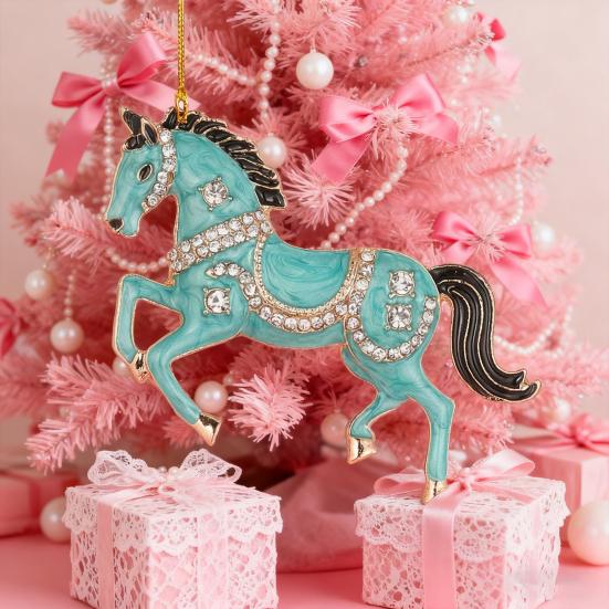 Horse Christmas Ornaments Sparkly Rhinestone Horse Hanging Decoration