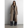 Doppelreihiger Trenchcoat für Damen mit Stehkragen, Taillengürtel, lockerer Passform, langer Länge, übergroße Oberbekleidung in einfarbigen Farben