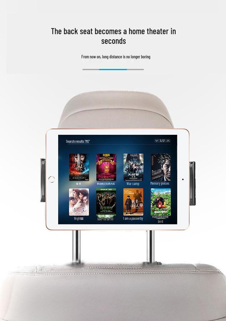 Car Headrest Phone & Tablet Holder - Adjustable Rear Seat Mount.