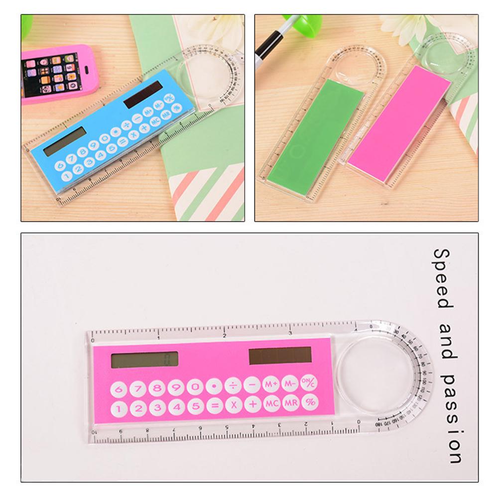 1pc 10cm Ruler Mini Calculator Ultrathin Solar Energy Multifunction Calculator for Children School